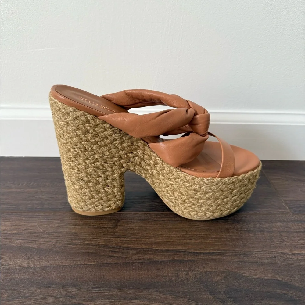 Stuart Weitzman Leather Knotted Espadrille Sandal